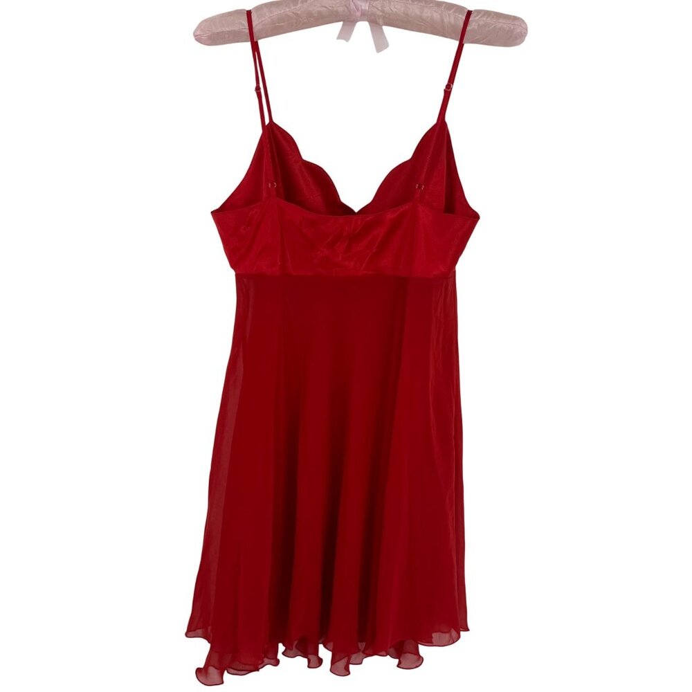 Vintage 1999 Victorias Secret Red Satin Sheer Babydoll Lingerie w/Bow Detail Y2K - Picture 3 of 16